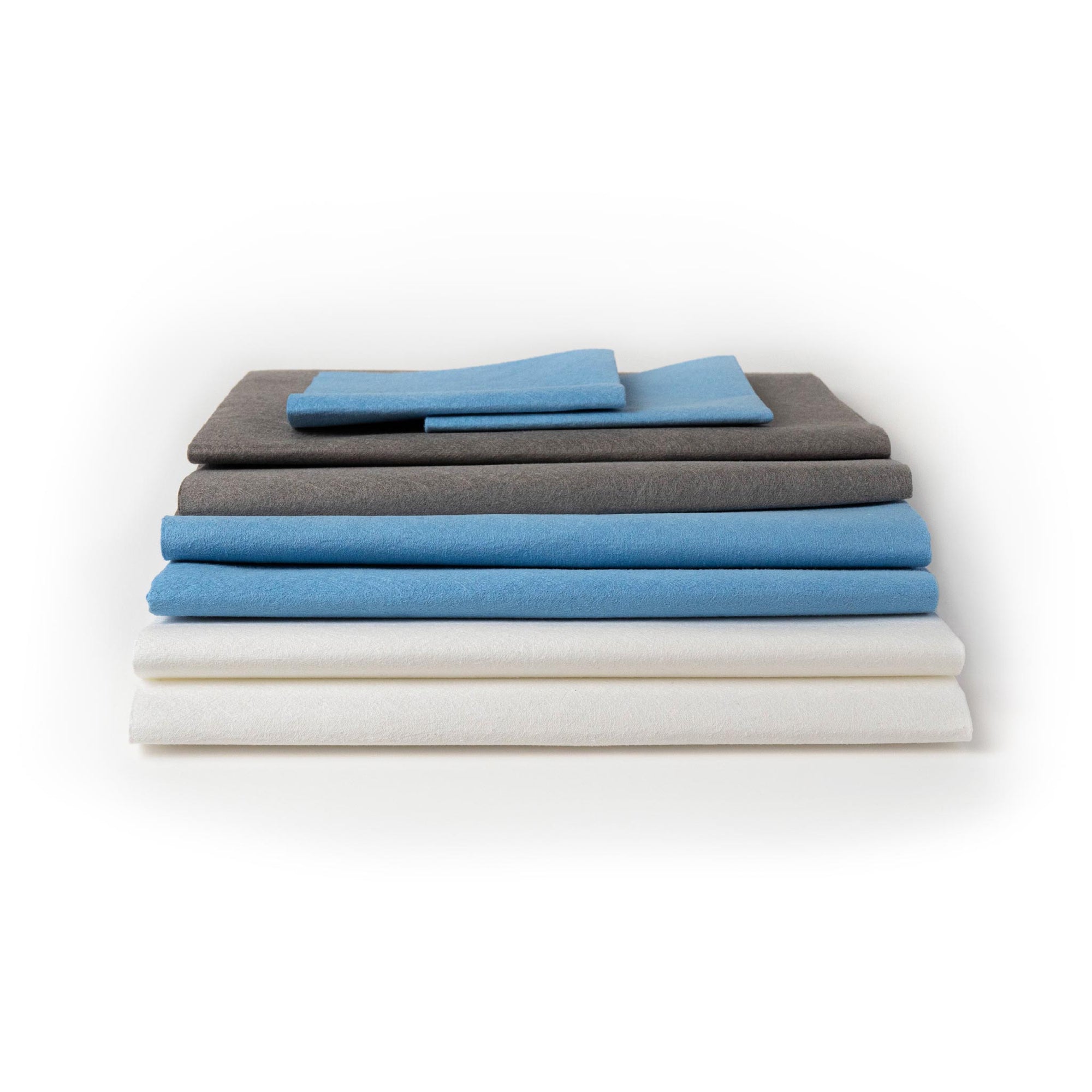 Eco 8 Pack Microfiber Cloths. 2 Screen and Lens Wipes, 2 Grey Cloths, 2 White Cloths, 2 Blue Cloths