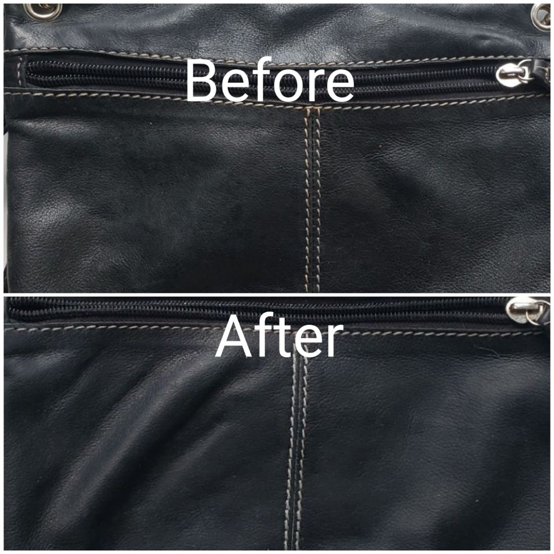 Before and After cleaning leather
